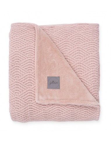 Couverture en maille tricotée et polaire 75x100cm Rose