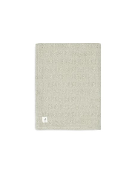 Couverture en maille tricotée Grain et polaire 75x100cm Vert Olive