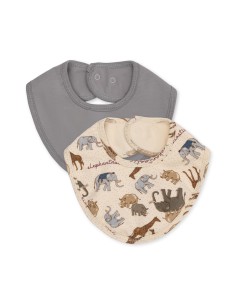 Lot de 2 Bavoirs naissance en coton biologique Eléphantastic