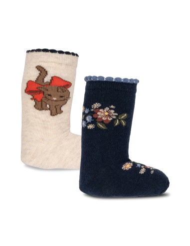 Lot de 2 paires de chaussettes en coton bio Cat & Flower
