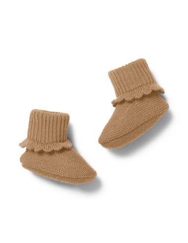 Chaussons tricotés pour bébé en laine de mérinos Vitum Iced Coffee