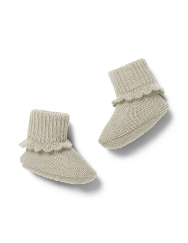 Chaussons tricotés pour bébé en laine de mérinos Vitum Almond Milk