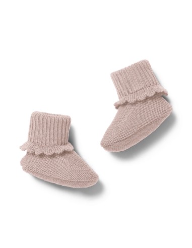 Chaussons tricotés pour bébé en laine de mérinos Vitum Rose Pâle