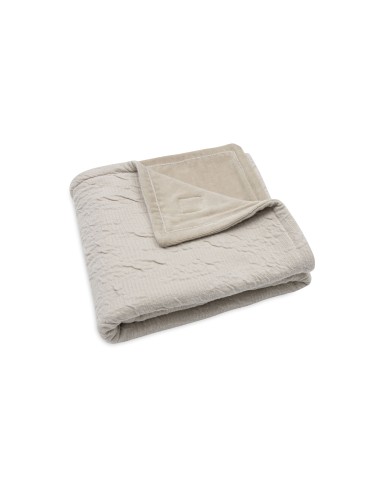 Couverture Jersey Doublée Velours Coton Soft Waves Beige nougat 75x100cm