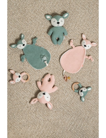 Doudou attache-tétine Biche Vert