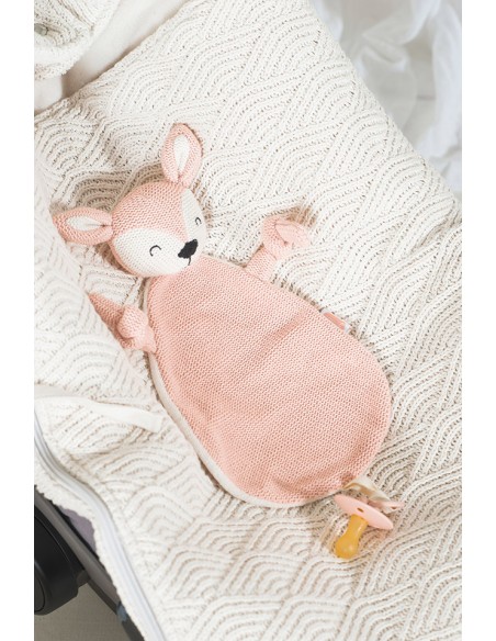 Doudou attache-tétine Biche Rose