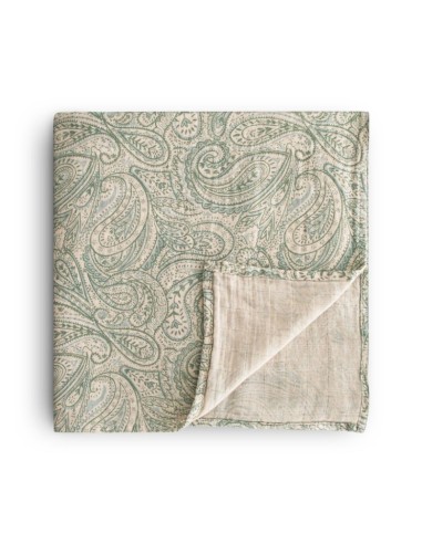 Grand Lange coton bio imprimé Rétro Paisley Green Mushie 120x120cm