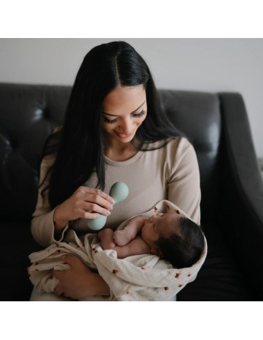 Maracas Hochet en Silicone Bleu Mushie