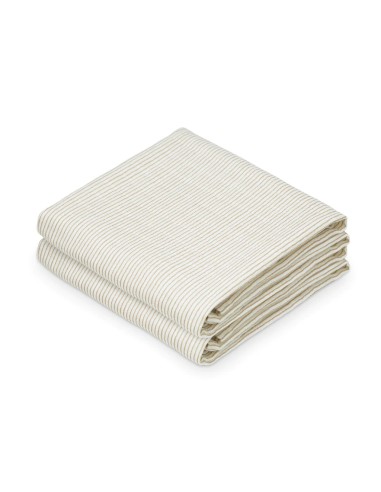Lange en mousseline de coton biologique Stripes Camel Crème