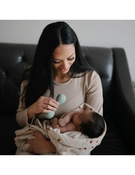 Maracas Hochet en Silicone Beige Mushie