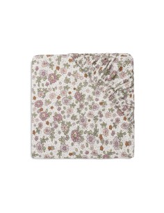 Drap housse en jersey de coton Rétro Flowers 60x120cm 2