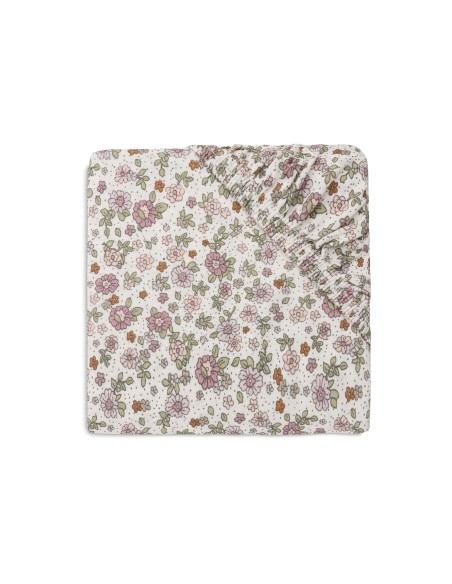 Drap housse en jersey de coton Rétro Flowers 60x120cm
