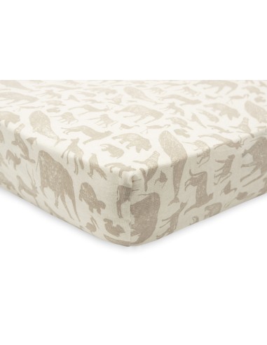 Drap housse en jersey de coton Animals Nougat...