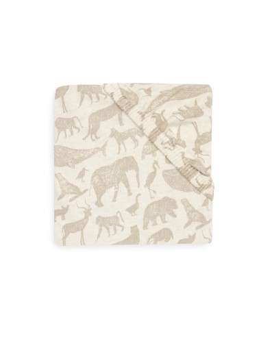 Drap housse en jersey de coton Animals Nougat...