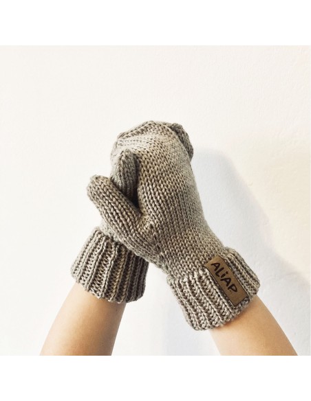 Moufles en laine de Mérinos Eden Taupe