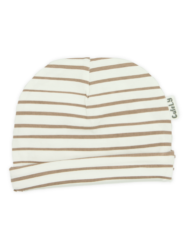 Bonnet Blanc rayé Stripes Beige