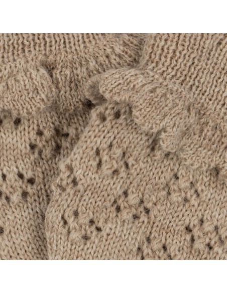 Moufles en laine Tomama Pointelle Beige