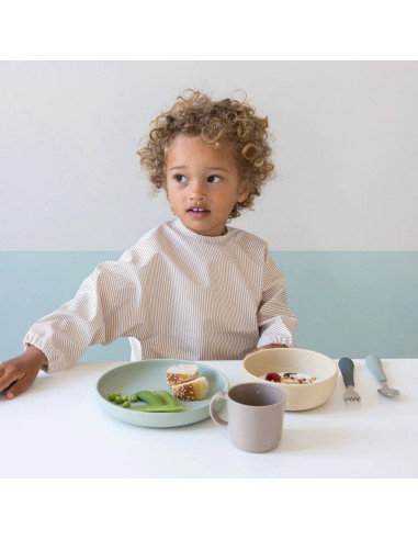 Bavoir imperméable à manches Stripes Camel