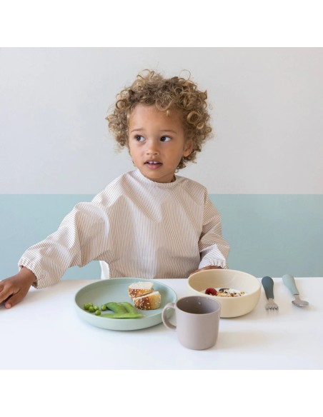 Bavoir imperméable à manches Stripes Camel