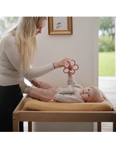 Hochet dentition Daisy Mushie Vieux Rose 2