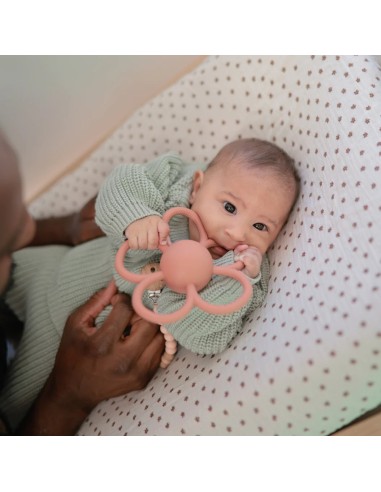 Hochet dentition Daisy Mushie Vieux Rose