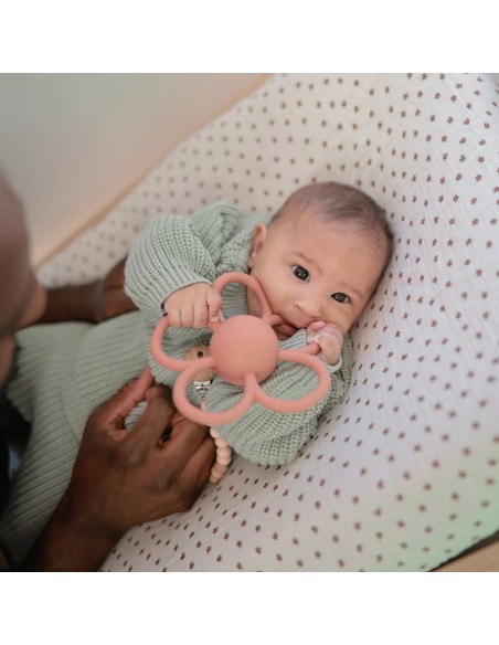 Hochet dentition Daisy Mushie Vieux Rose