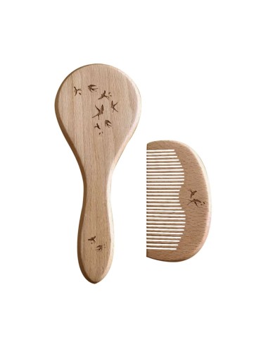 Mon Premier Set Brosse et Peigne en bois - Hirondelles