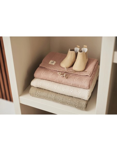 Couverture en maille tricoté Grain Knit Vert Olive 75x100cm