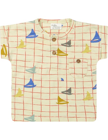 Ensemble T-shirt Bateau et Short en éponge Abricot en Coton Bio