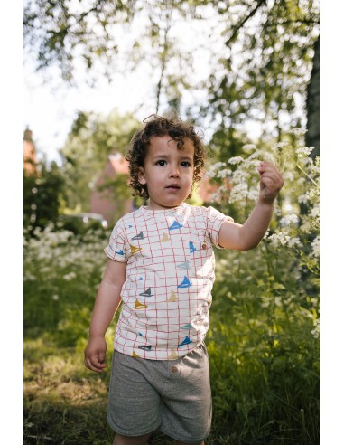 Ensemble T-shirt Taupe et Short Taupe en Coton Bio