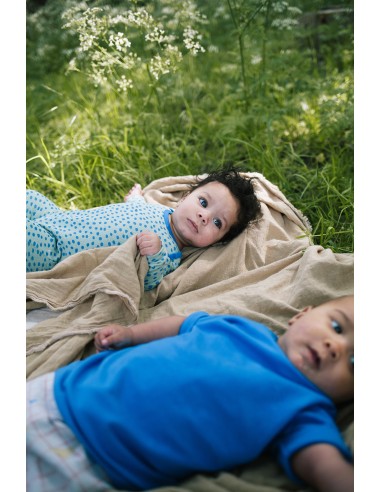 Ensemble T-shirt Bleu et Short Bubble en Coton Bio