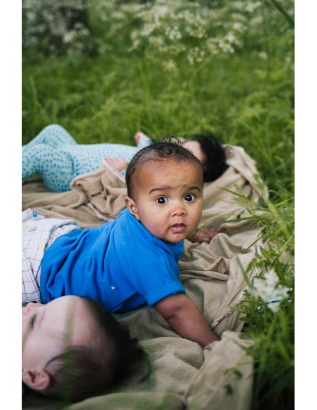 Ensemble T-shirt Bleu et Short Bubble en Coton Bio