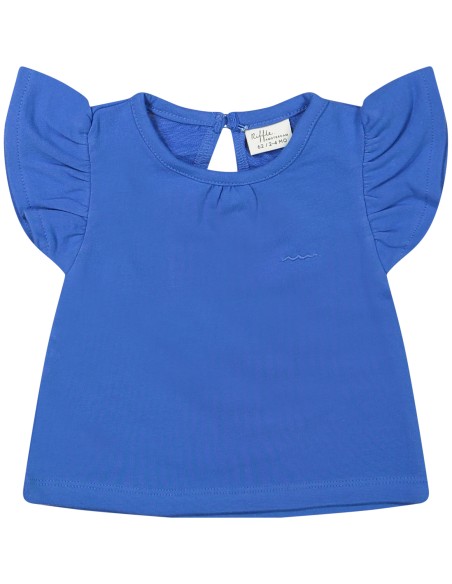 Ensemble T-shirt à Volants Bleu et Short Bubble en Coton Bio