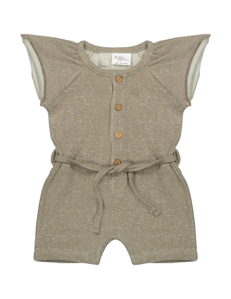 Combinaison Short Taupe Mélangé en Coton Bio