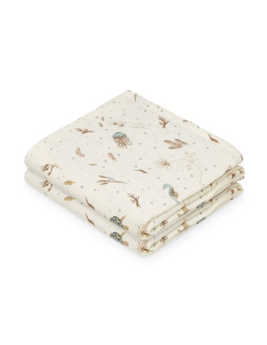 Lange en mousseline de coton biologique Sea Garden