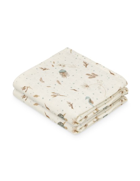 Lange en mousseline de coton biologique Sea Garden