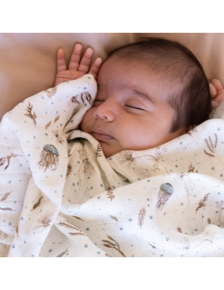 Lange en mousseline de coton biologique Sea Garden