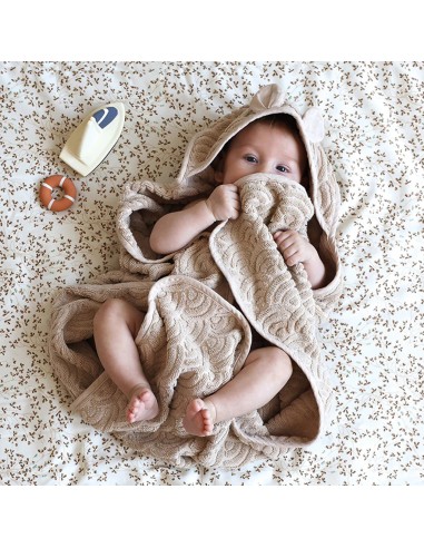 Cape de bain en coton biologique Beige Almond