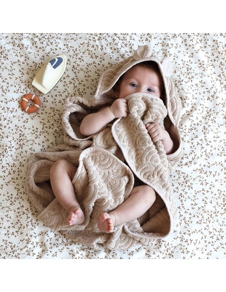 Cape de bain en coton biologique Beige Almond