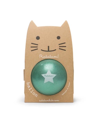 Ballon Pailleté Vert Chat 15 cm - Ratatam