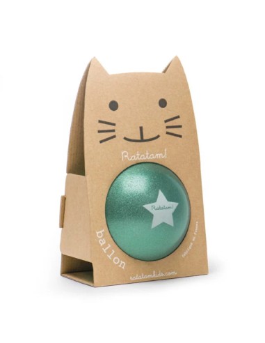 Ballon Pailleté Vert Chat 15 cm - Ratatam