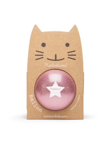 Grand Ballon Pailleté Rose Chat 22 cm - Ratatam