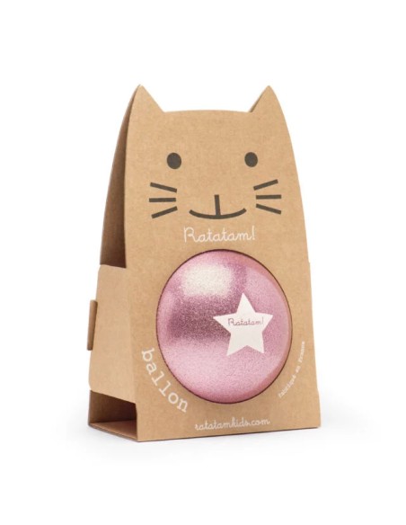 Grand Ballon Pailleté Rose Chat 22 cm - Ratatam