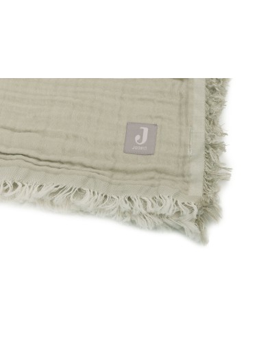 Couverture à franges en mousseline de coton bio...
