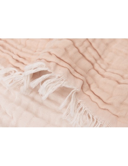 Couverture à franges en mousseline de coton bio Moonstone 75 x 100 cm