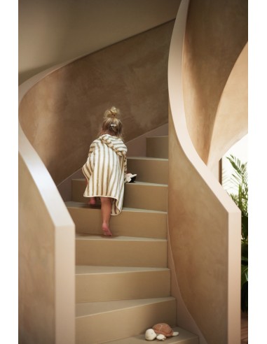 Poncho de bain en coton biologique Rayé Olive