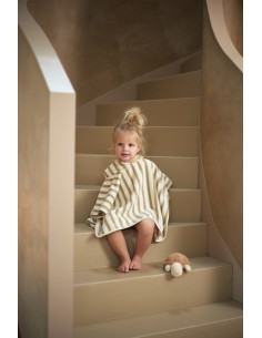 Poncho de bain en coton biologique Rayé Olive 2