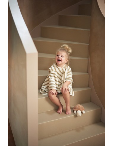 Poncho de bain en coton biologique Rayé Rose