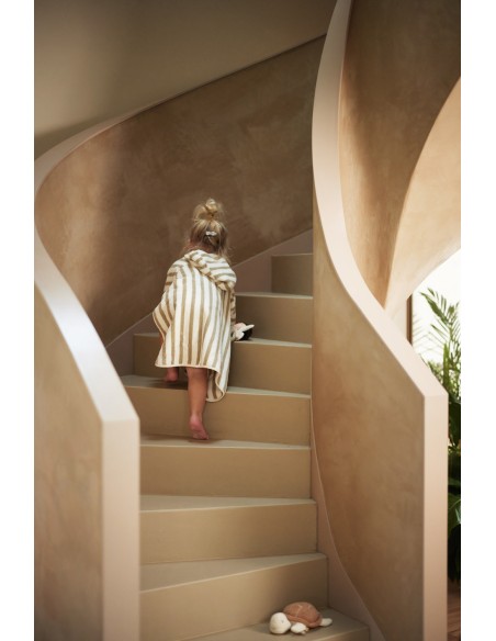 Poncho de bain en coton biologique Rayé Rose