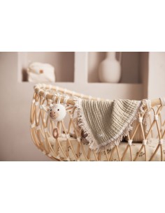 Couverture à franges en mousseline de coton bio Vert... 2